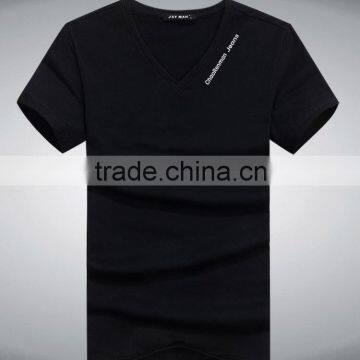 2015 new style plain v-neck men t- shirt