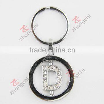 zinc alloy crystals alphbet key chain