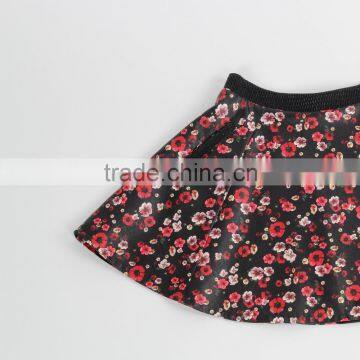F5S43014 New Design Contrast Waistband Skater Skirt Women Floral Print Leather Skirts photo-6