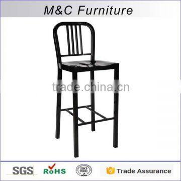 High seat steel pipe frame navy chair with footrest