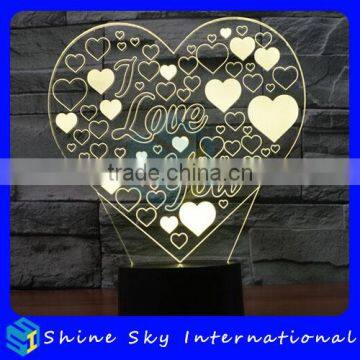 Wedding Decoration Arcylic 3D Sculpture LED 7 Colors Flashing Touch Control Night Light Costumize