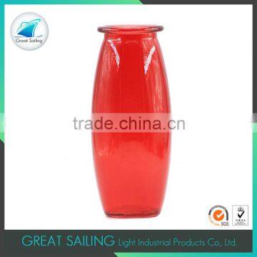 elegant transparent red decorated flower glass vase