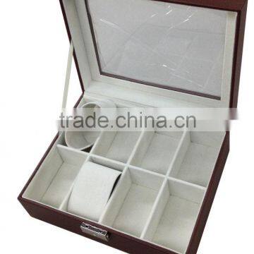 Leather Watch Box With Glass on the Top Cover for 8 Pcs photo-3