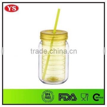 20 oz bpa free plastic double wall mason jar without handle