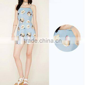 Pets Printing Pattern Casual Beach Shorts Jumpsuit Rompers For Lady photo-2