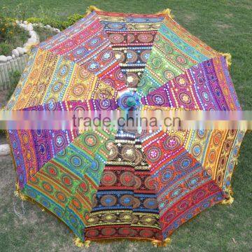 Latest Design 2015 Beautiful Multi Colour outdoor garden umbrella & colorful Handmade Embroidered Parasol big garden umbrella