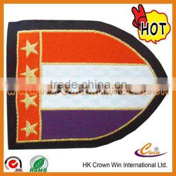 garment woven patch label with over locked edges made in China