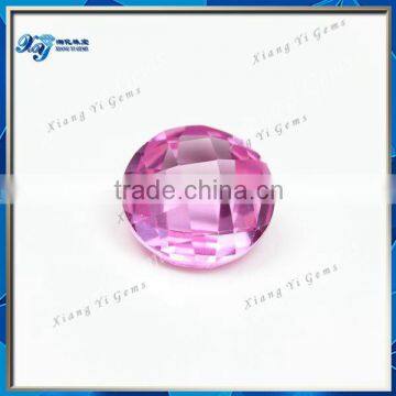 Factory wholesale 6mm best quality round shape double faceted checkerboard cut 2# pink ruby corundum synthetic stones price