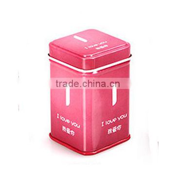 Custom pretty printed tin money box/tin coin bank