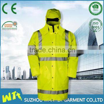 wholesale mens HV yellow reflective rain jacket waterproof