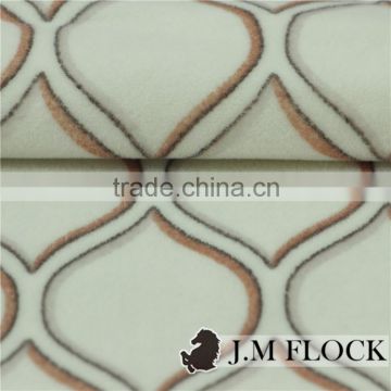 Tricot warp knitting stripe printed flower flocked fabric in keqiao