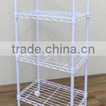 4 level White Powder Coating Storage Shelf Cabinet with Wheels