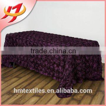 Newest hot sale elegant satin rosette banquet table cloth for wedding wholesale