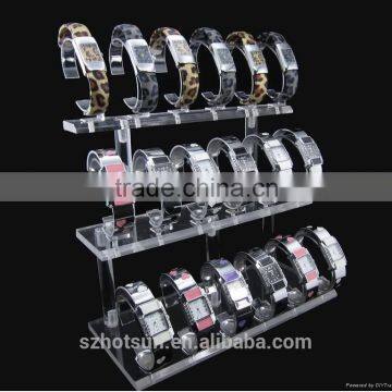 3-tier acrylic watch display rack/ C shape watch stand