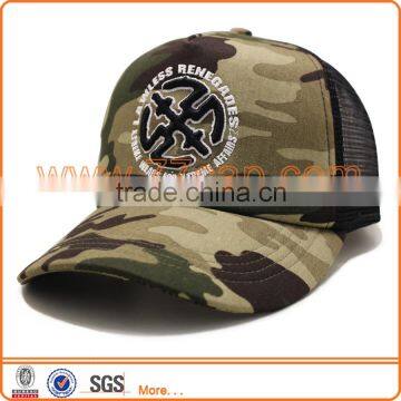 custom snapback trucker hats and caps/wholesale embroidered camo mesh 5 panel hat