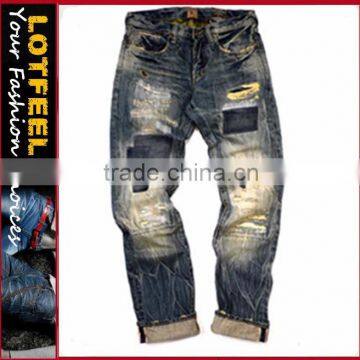 High quality heavy wash ripped jeans wholesale destroyed jean american wholesale jeans (LOTM258)