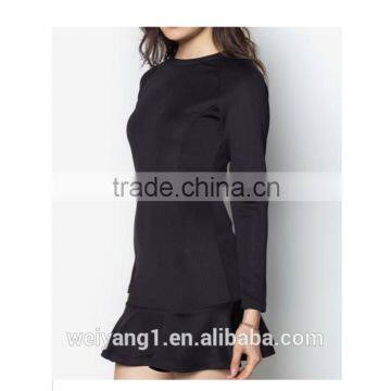 2016 Most Fashion Long Sleeves Fluted Hem Women Dress Semi Formal Cocktail Women Dress