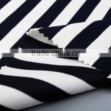 Hot Sale 2017 Viscose Polyester Spandex Yarn Dyed Stripe Ottoman Rib Knit Fabric
