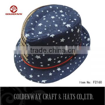 2015 new designs fashion cheap child Denim fedora hat