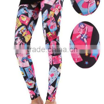 pants spandex leggings with comic pattern