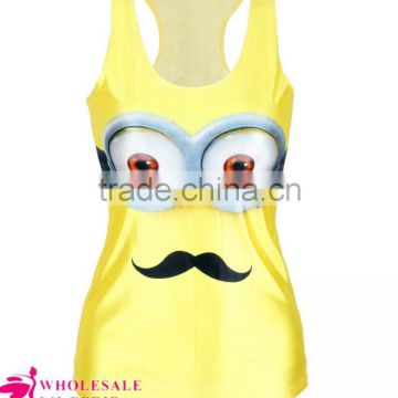 Wholesale cheap yellow plain Minions tank top for women