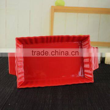 Popular Design Rectangle Shape Ceramic Plate White Porcleain Dinner Plates With Handle