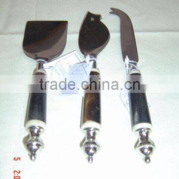 Assorted Decorative Bone handle Cheese knife set of 3