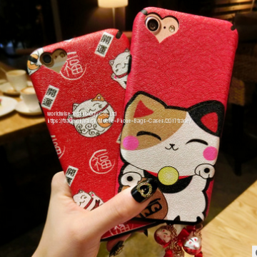 Fortune Cat cartoon cell phone case Silicone mobile Phone Cases for iPhone7/7Plus/6/6s/6plus/6splus Phone Back Cover