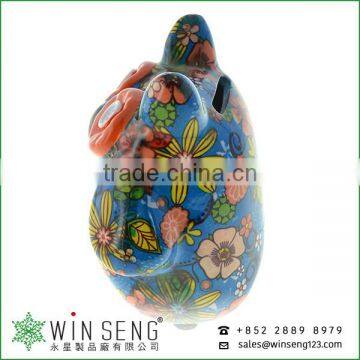 Coin Holder Owl Shape Flower Patterns Ceramic Animal Piggy Bank for Decoration photo-3