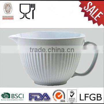 Factory Wholesale White Melamine Mixing Bowl with Handle