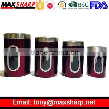 Red Stainless Steel Storage Jars/Canister Set