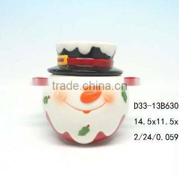 Snowman shaped ceramic airtight food container for sale