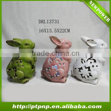 Wholesale rabbit design ceramic lantern