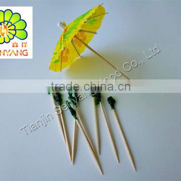 65mm single tip ornate wood toothpick umbrella