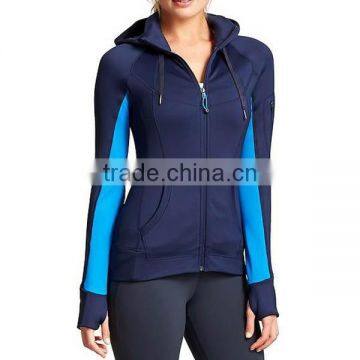 Polyester spandex zipper up wholesale custom women sports hoodie