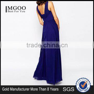 MGOO Hot Selling OEM/ODM Custom Logo Blue Maxi Dress Elegant Evening Vestidos Women Chiffon Clothing #25206029 photo-2