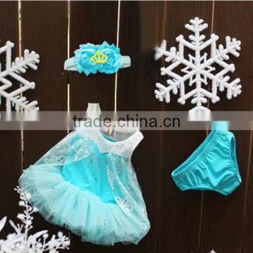 infant baby girls clothing sets baby dress+hair band+ bloomer 3pcs clothing