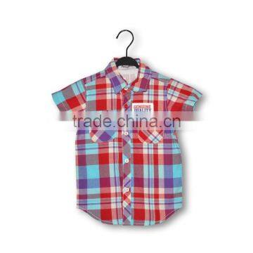 yarn dyed check two pocket short sleeve boys shirt