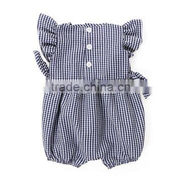 Newborn Baby Girls Romper Kids Grid Seersucker Baby Bubble Rompers photo-6
