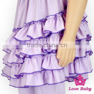 66TQZ464 Lovebaby Wholesale Outfit Purple Cotton Short Sleeve Children Clothing Set Mix Girl Solid Lavender Cotton Ruffle Outfit photo-3