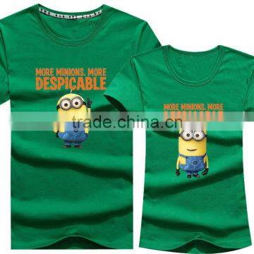 Custom Fashion Design Cartoon Print Yellow Couple T-Shirt