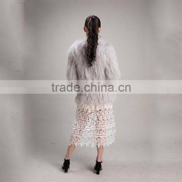 Myfur New Fashion Solid Color Luxury Knitted Raccoon Fur Coat for Women photo-4