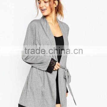 Sexy Fashion New Popular Comfortable Jersey Lace Trim Robe for Lady photo-2
