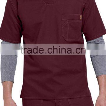 High Quality Solid Colored Men Denim Scrubs Top for Hospital Wearing photo-6