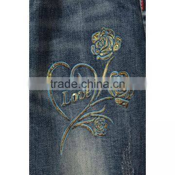 New Style Fashion Breathable Denim Printed Girls Embroidery Jeans Pants photo-4