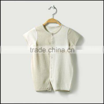 stripe organic cotton snap fastener short sleeve t shirt baby jumpsuit