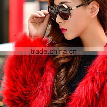 SJ039-01 Fashionable Dyed Raccoon Fur Coat 2015 Design