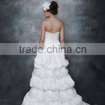 A-Line Straight Neck Strapless Ruffle Wedding Dress Bridal Gown AS28702 photo-2