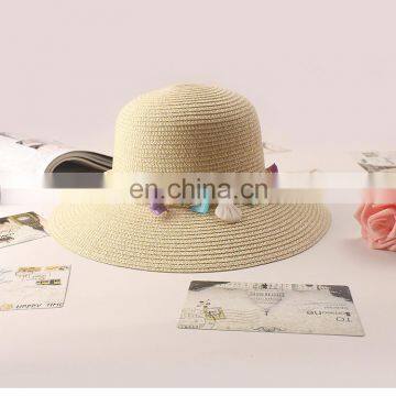 Bohemia Sunshade Straw Hat Handwork Beach Cap Shell a String Of Beads Sunbonnet