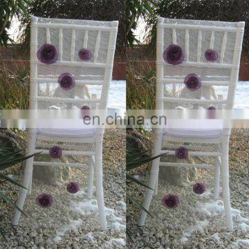 Fancy Style Wedding Decor Organza with Flower Party Chair Covers